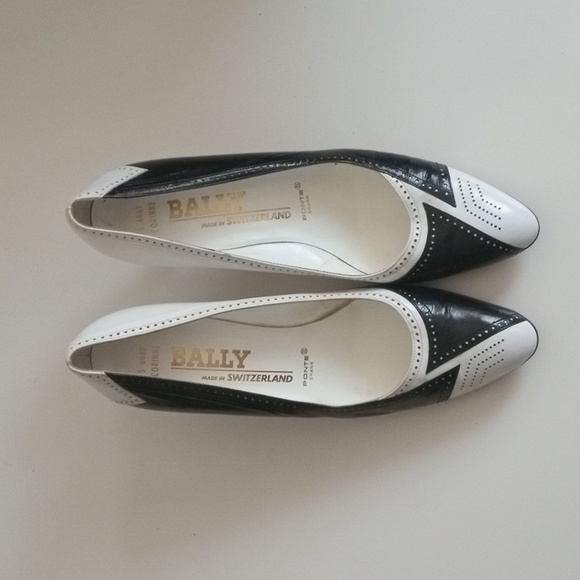 👠🇨🇭 Bally Leather Heels | Made in Switzerland | Black & White | Size 10 - Picture 2 of 15